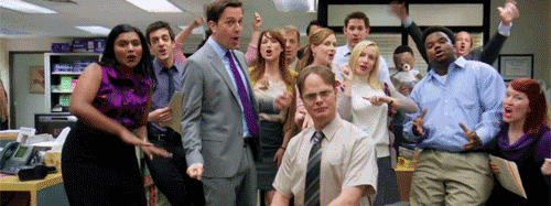 Celebration reaction GIF — team crushing a client meeting